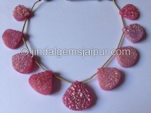 Pink Druzy Heart Shape Beads